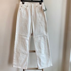 H&M White Denim High Waisted Wide Leg Stretch NWT 8